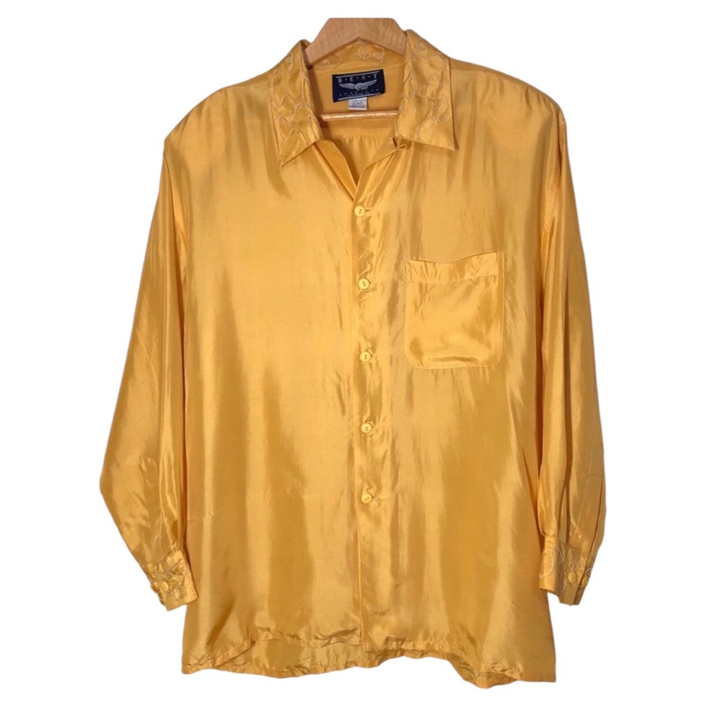 Best American Clothing Co Vintage Embroidered Silk Shirt Womens Size L